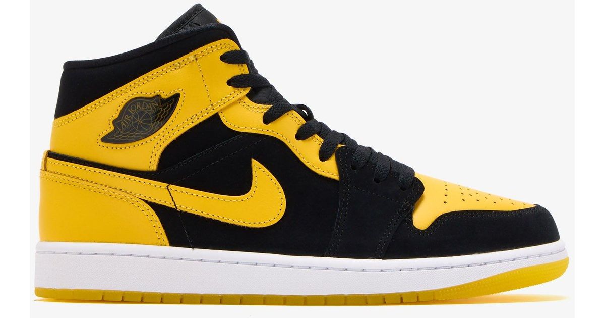 Nike Air Jordan 1 Mid 'New Love' Sneakers in Yellow for Men | Lyst