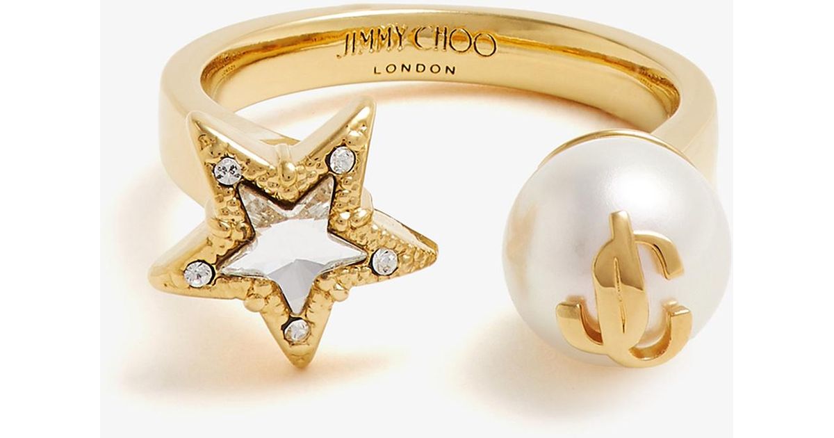 Jimmy Choo Jc Star Pearl Ring in Metallic | Lyst