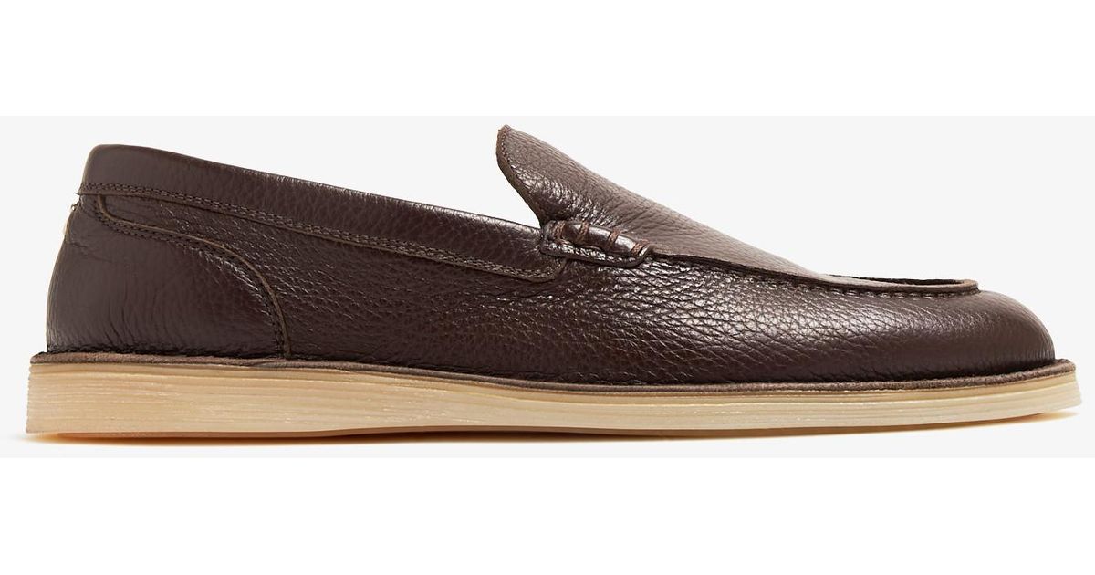 Dolce & Gabbana Brown White Calfskin Leather Loafers Shoes