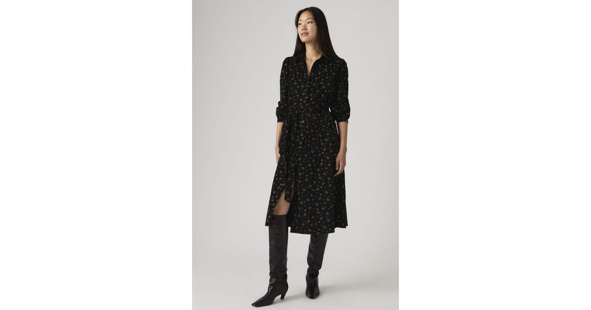 Levi's Journey Long Sleeve Corduroy Dress in Black | Lyst UK