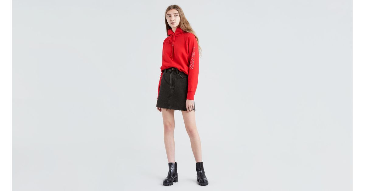Levi's High Rise Deconstructed Iconic Skirt in Black | Lyst UK