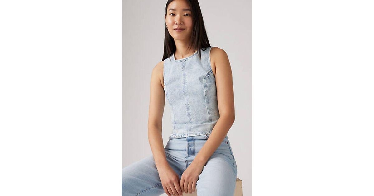 Denim Levis Tank Top Levi's Dreak Tank Top In Denim With Buttons ASOS