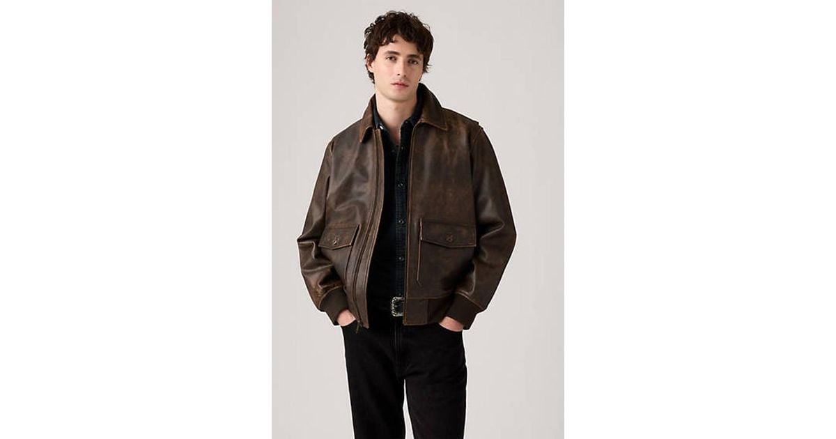 Levi's Clayton Leather Aviator Jacket in Brown for Men | Lyst UK