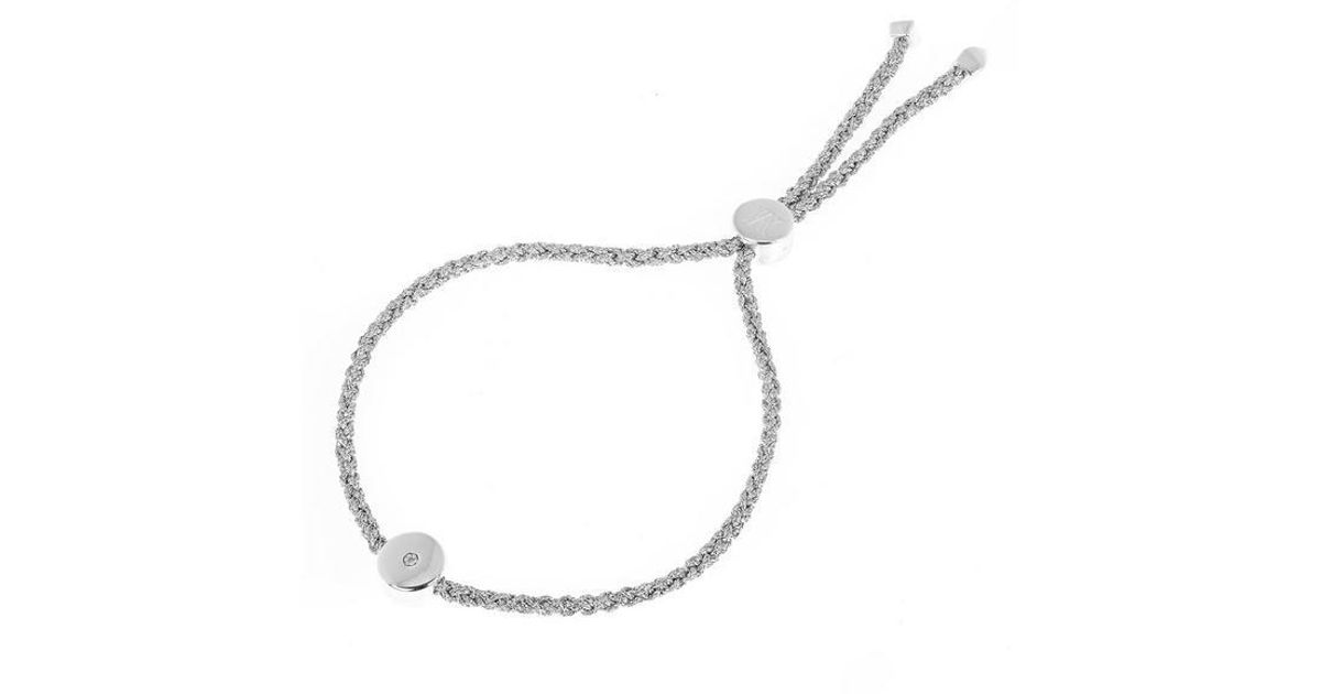 Monica Vinader Silver Linear Solo Diamond Cord Friendship Bracelet In Metallic Lyst - Monica Vinader Linear Solo Diamond Pendant Necklace Silver