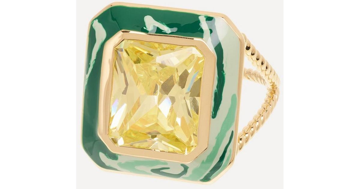 Anna + Nina Plated Alba Verde Ring in Green | Lyst