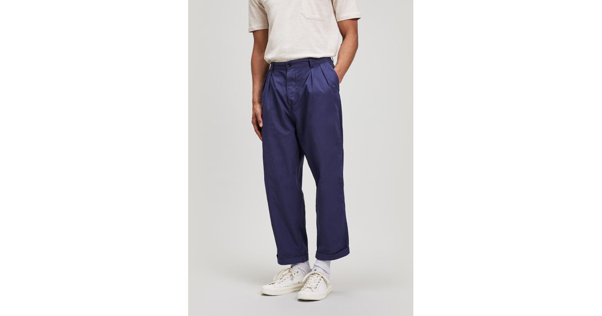 Albam Cotton Pleated Trousers in Navy 