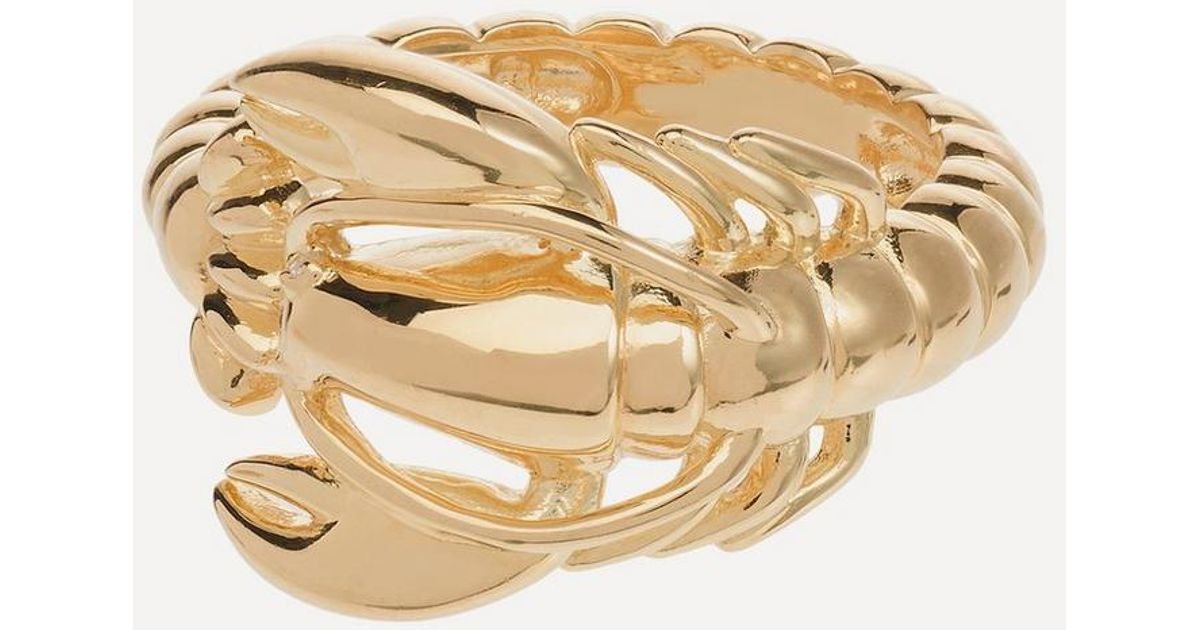 Anna + Nina 14Ct-Plated Lobster Ring in White | Lyst UK