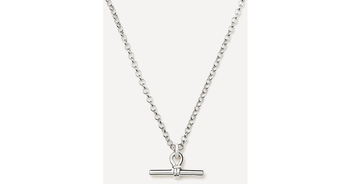 Missoma Plated Chunky T-Bar Pendant Necklace in White | Lyst