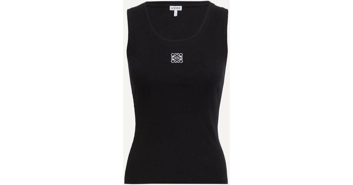 Loewe Anagram Ribbed Tank Top in Black | Lyst