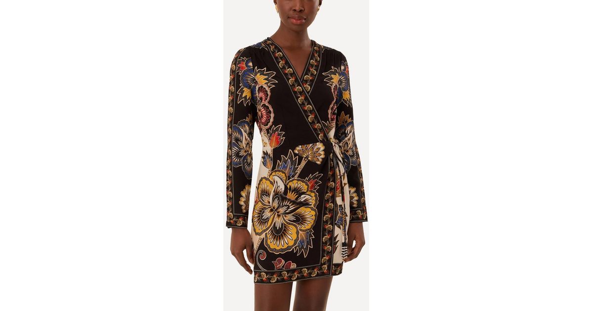 Farm Rio Long-Sleeve Floral Wrap Midi Dress main image 0