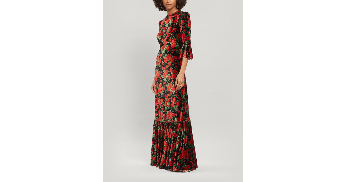 The Vampire's Wife The Wild Rose Floral-print Velvet Dress