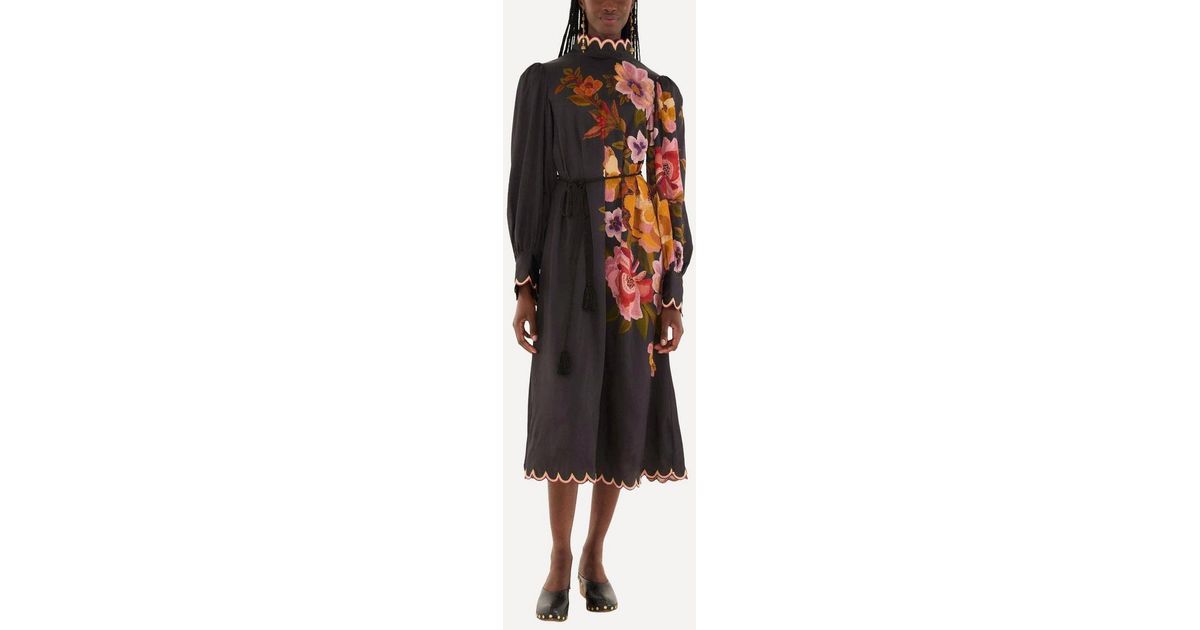 farm rio black chenille flowers midi dress FARM Rio - Rococo Flowers Short Dress - Women - Black