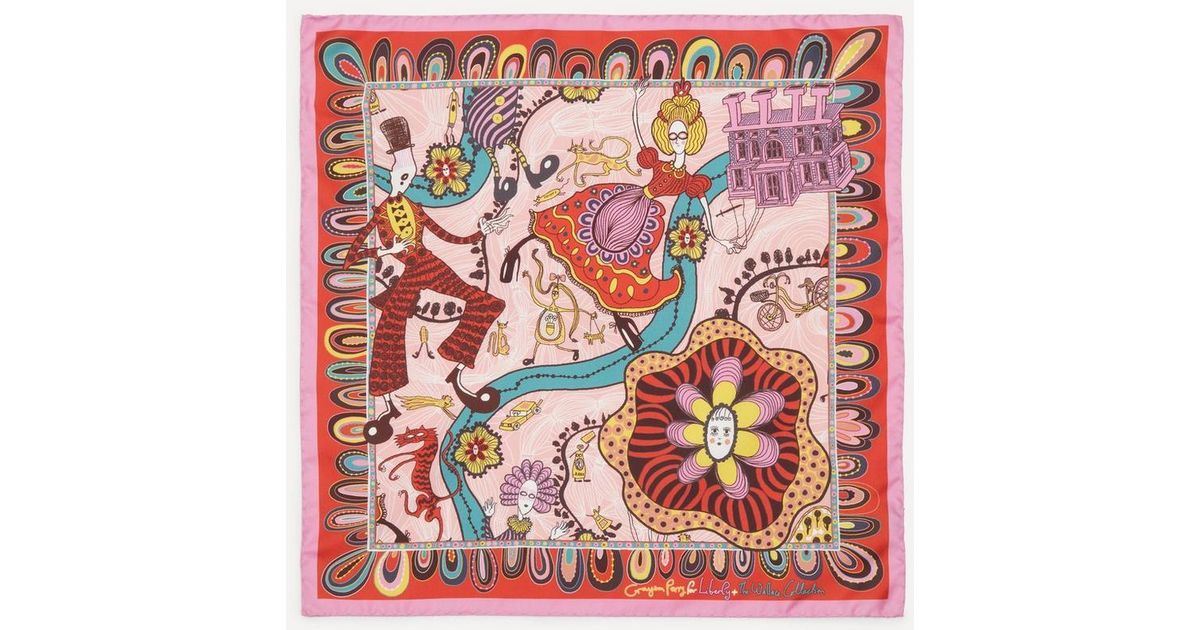 【新品・箱付き】グレイソン・ペリー シルクスカーフ　Grayson Perry Liberty Grayson Perry For Shirley Smith 45X45 Silk Scarf in Red | Lyst