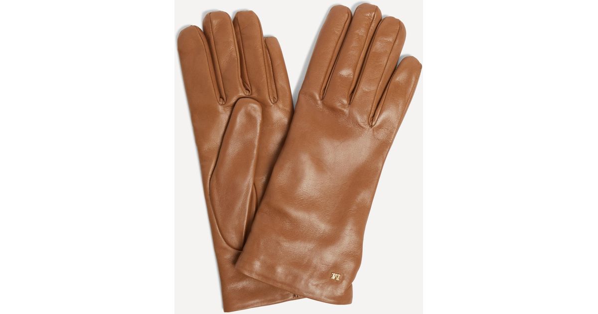 Max Mara Leather Spalato Gloves in Brown Lyst