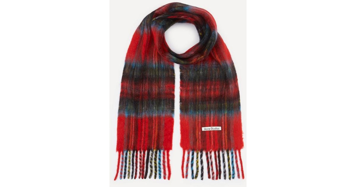 Acne Studios Check Mohair Scarf in Red for Men | Lyst