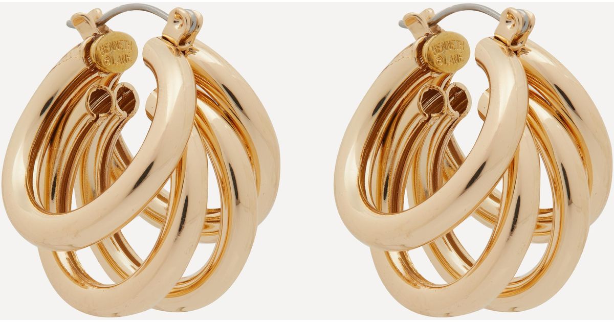 Kenneth Jay Lane 20ct Gold-plated Four Ring Hoop Earring in Metallic | Lyst