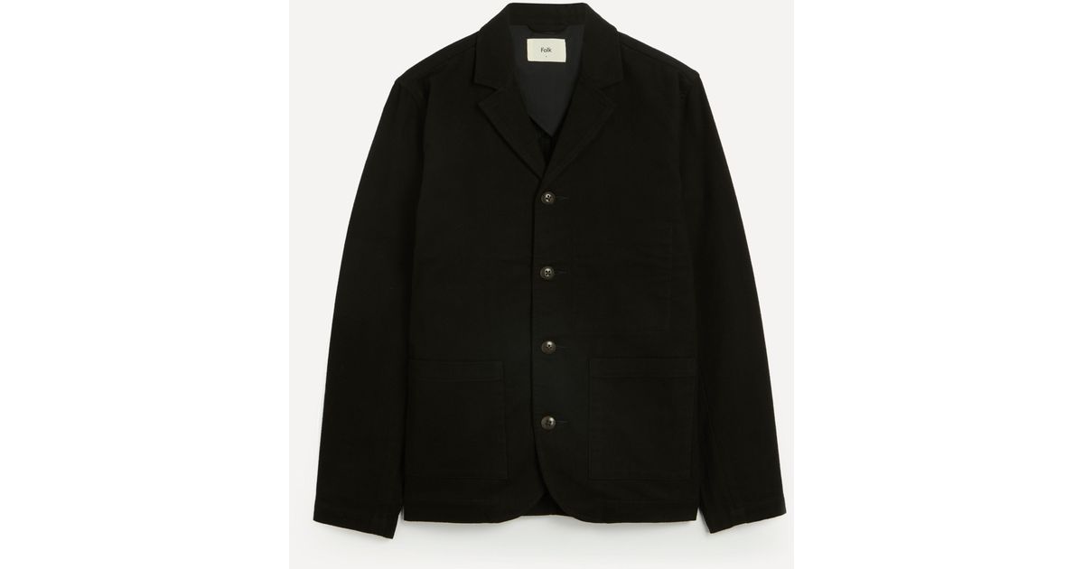 Folk Mens Black Moleskin Patch Jacket for Men Lyst Canada