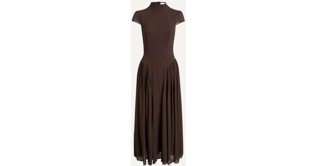 denim plus size dress with Buttons Fabric:Georgette crew Women's Alida A-line Boat