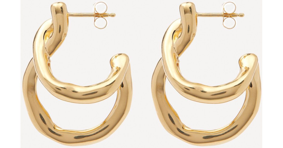 Missoma 18ct Gold-plated Molten Twisted Double Hoop Earrings in ...