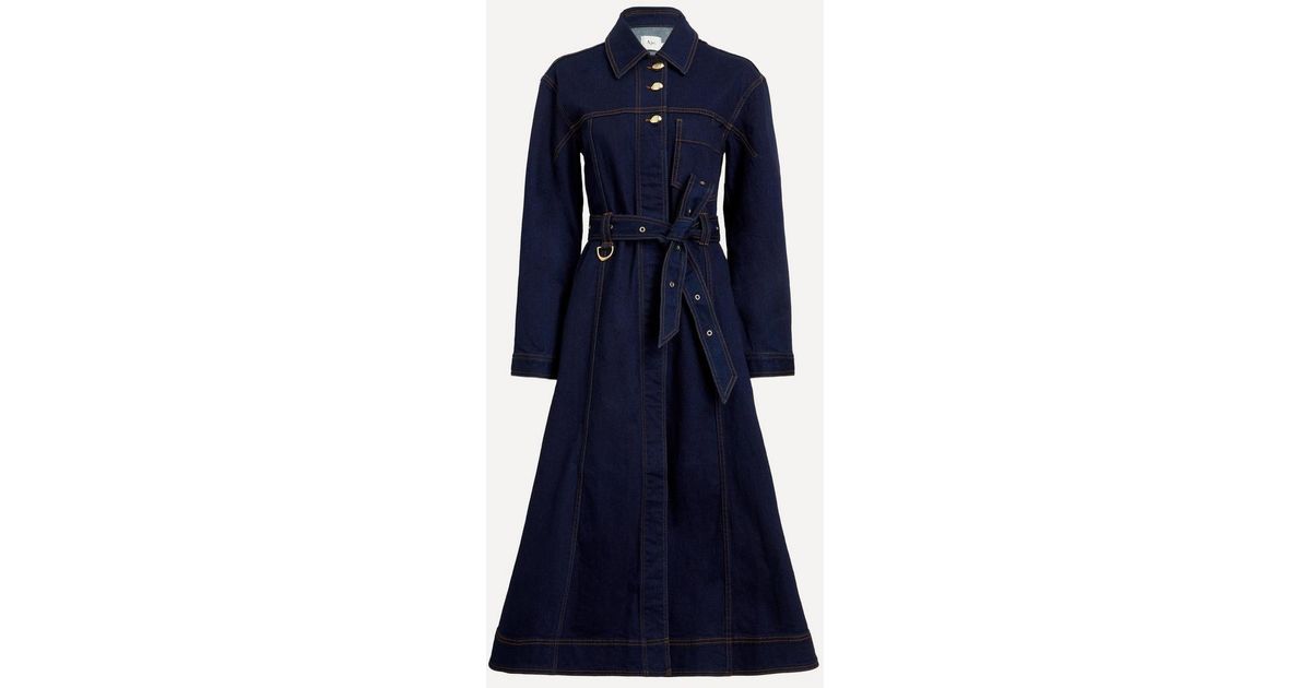Aje. Resonance Denim Midi Dress in Blue | Lyst