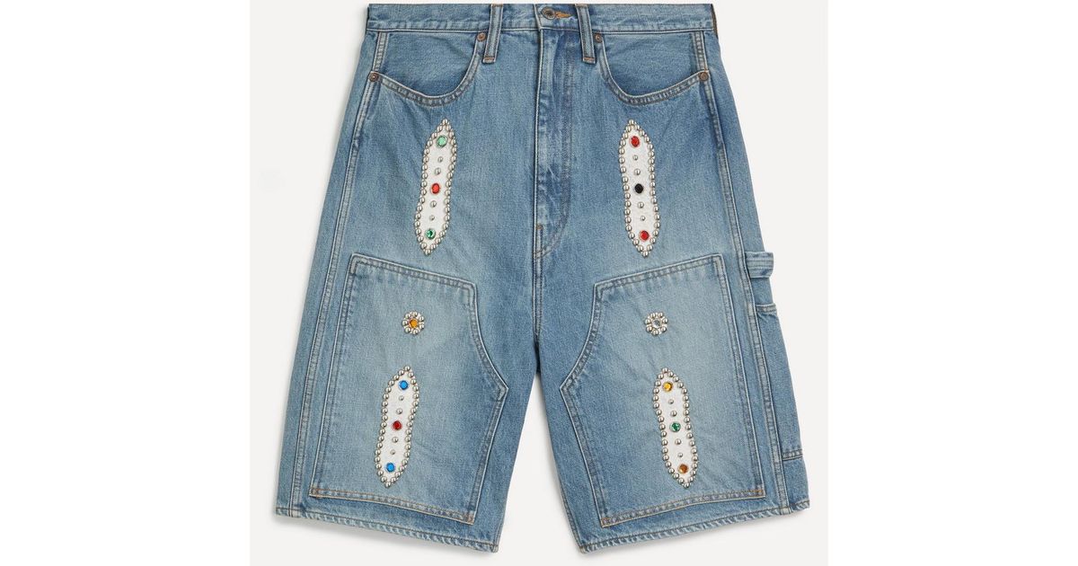 Kapital 14Oz Studs Remake Denim Shorts in Blue for Men | Lyst