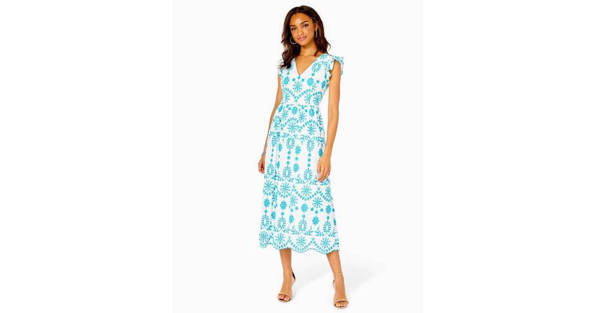 Lilly Pulitzer Women's Lillyanne Eyelet Midi Dress In Turquoise, Neon ...