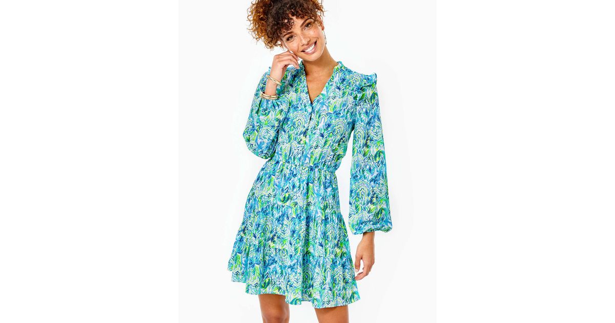 Lilly Pulitzer Synthetic Kelsie Stretch Ruffle Dress in Blue - Lyst
