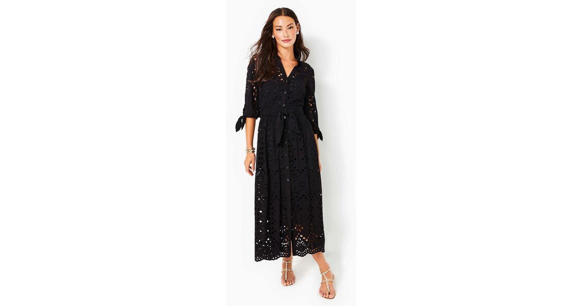 Abito Midi Lilly Pulitzer Amrita Rosa – Soiree Eyelet Con Volant E Smerli – Taglie 2-4
