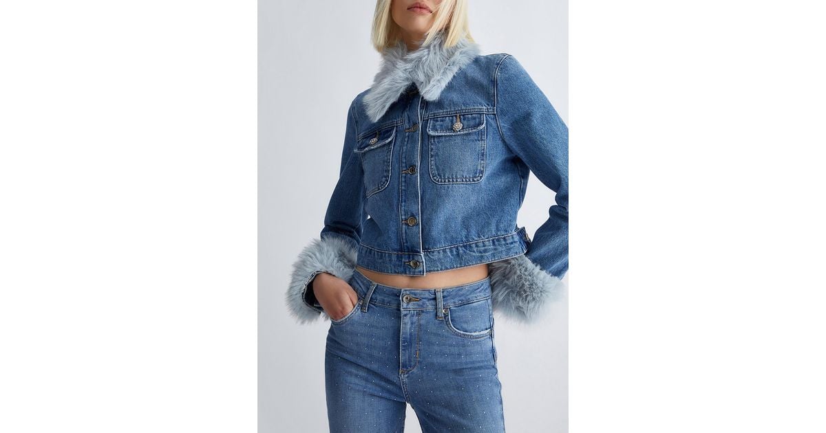 Liu Jo Veste En Jean Avec Immitation Fourrure Liu Jo en coloris Bleu Lyst