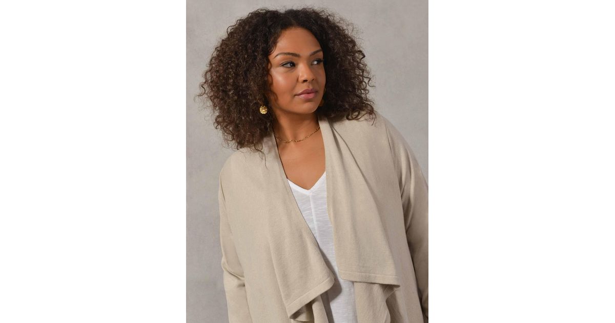 Live Unlimited London Stone Waterfall Cardigan in Natural | Lyst UK