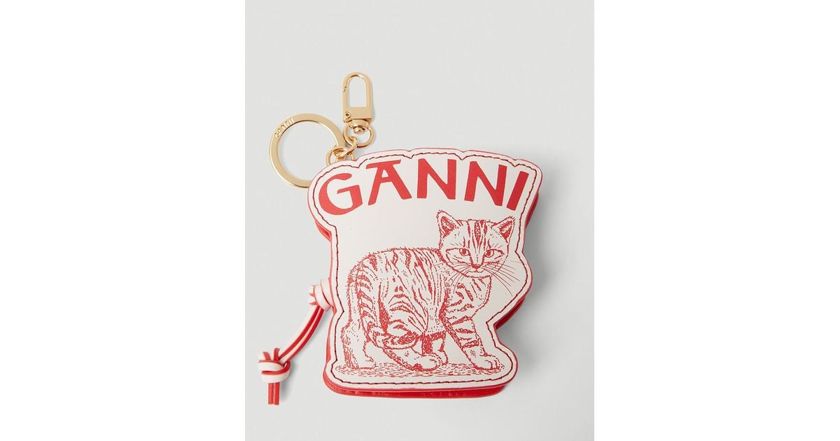 Ganni Kitten Coin Purse Keyring in Pink | Lyst UK