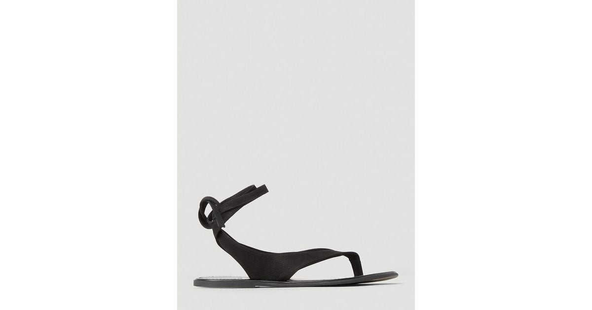 The Row Leather Flat Sandals in White | Lyst