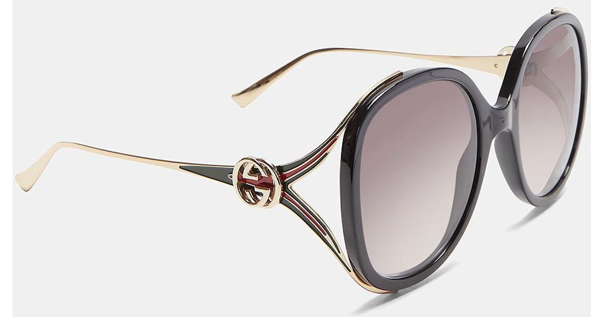 gucci round frame injected sunglasses