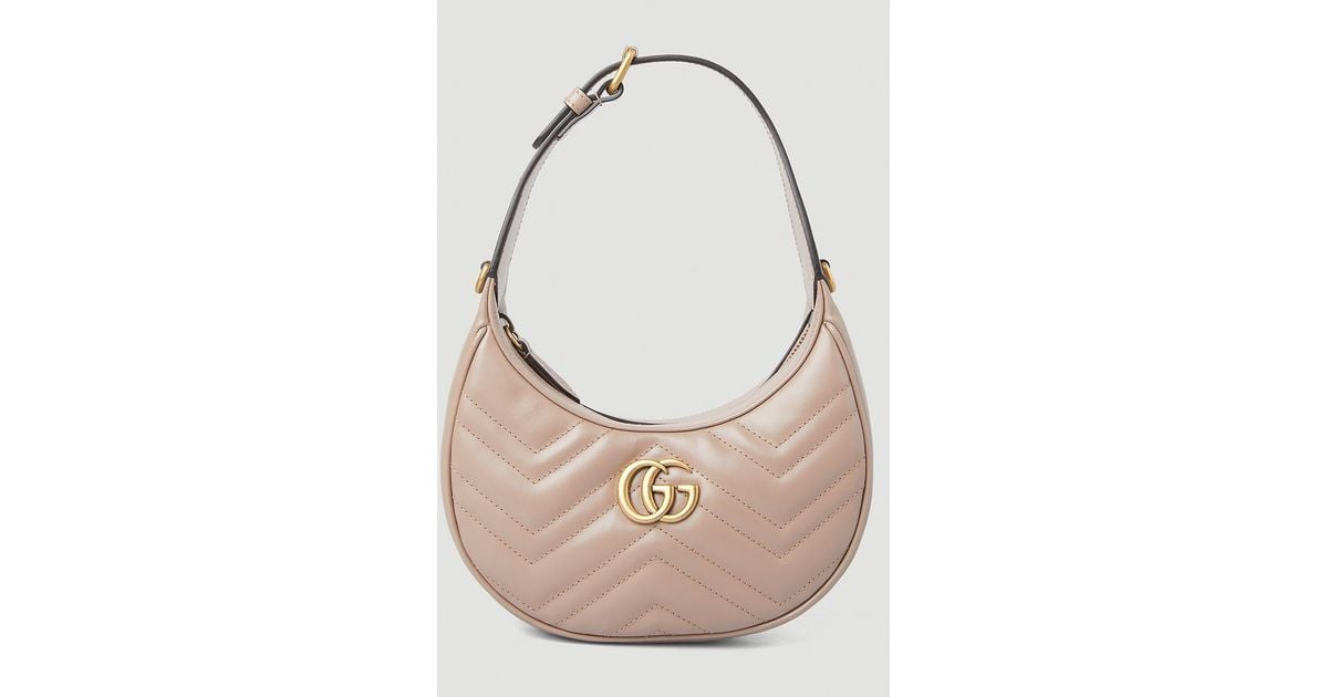 Gucci GG Marmont Half-moon Mini Shoulder Bag in Natural | Lyst