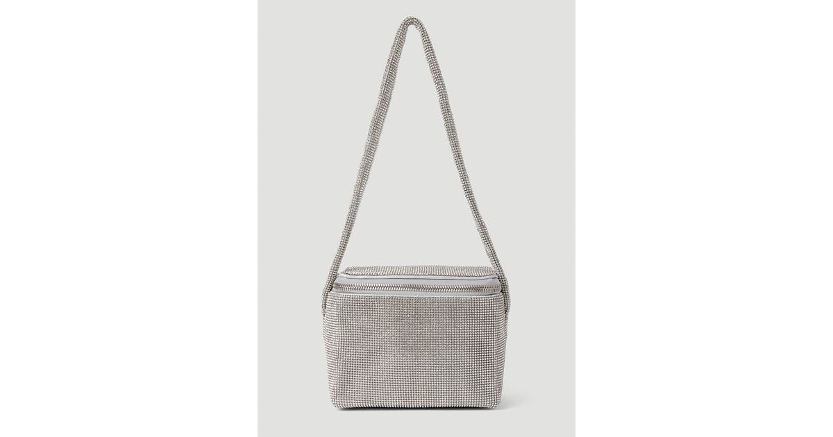 Kara Crystal Mesh Cooler Shoulder Bag in Gray | Lyst