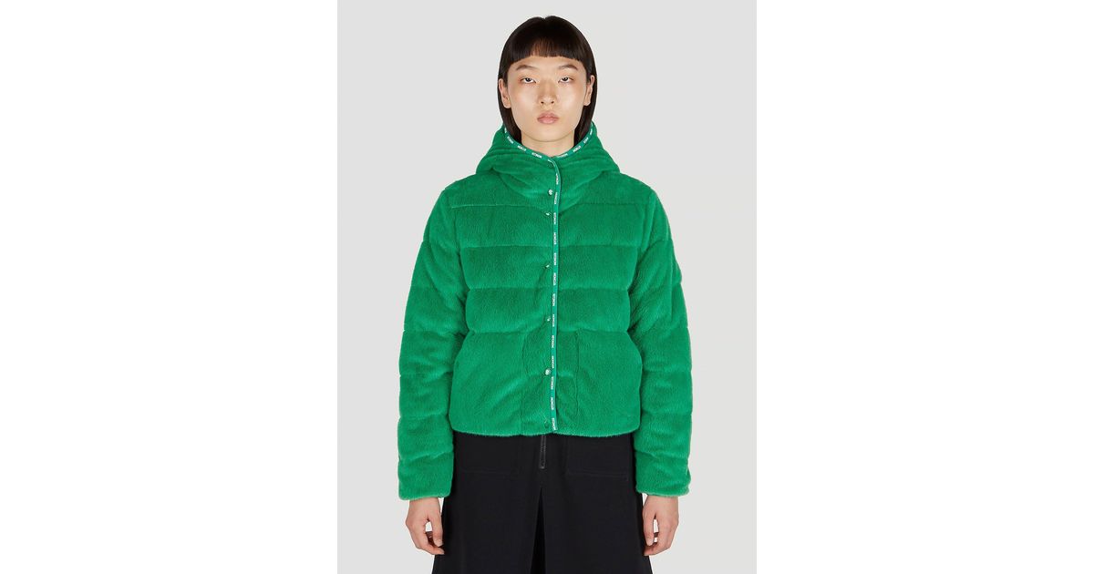 Moncler Malp Fuzzy Jacket in Green | Lyst