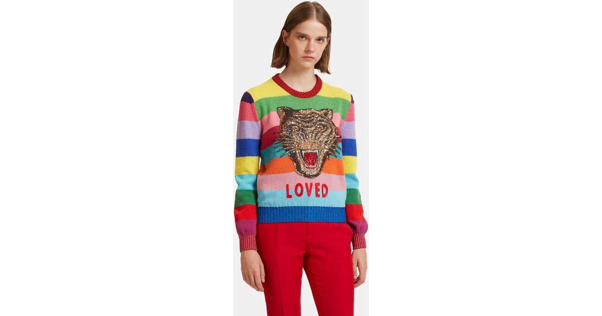 gucci tiger rainbow sweater