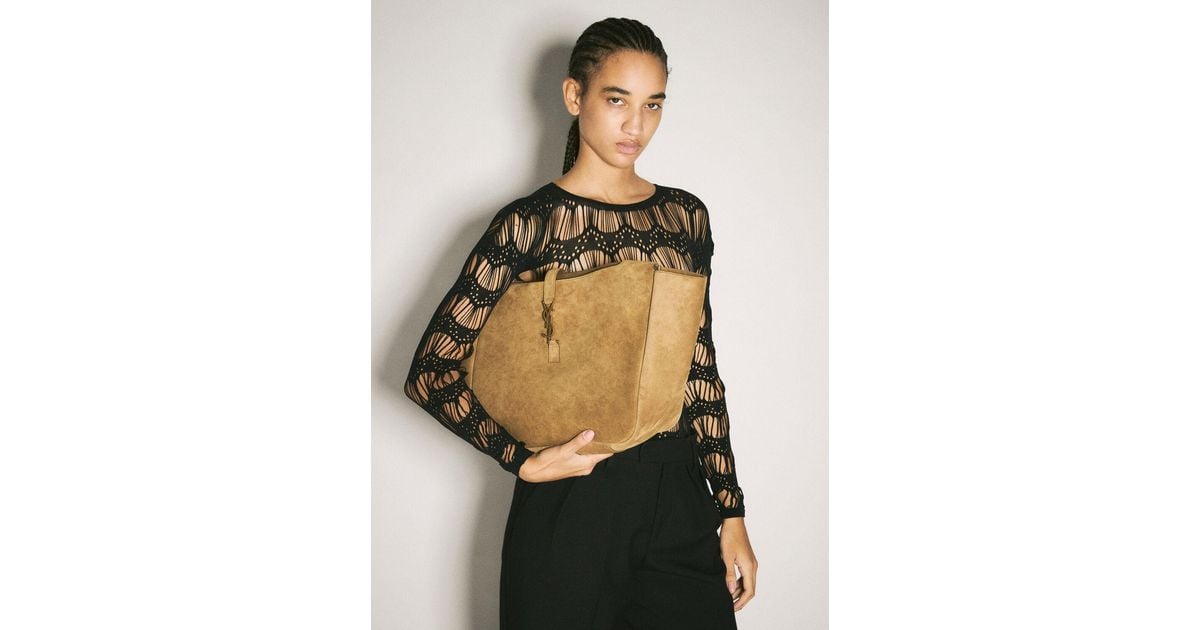ショルダーバッグ・ポシェット SUEDE LE 5 A 7 BEA SHOULDER Saint Laurent Le 5 À 7 Bea Suede Shoulder Bag in Natural | Lyst