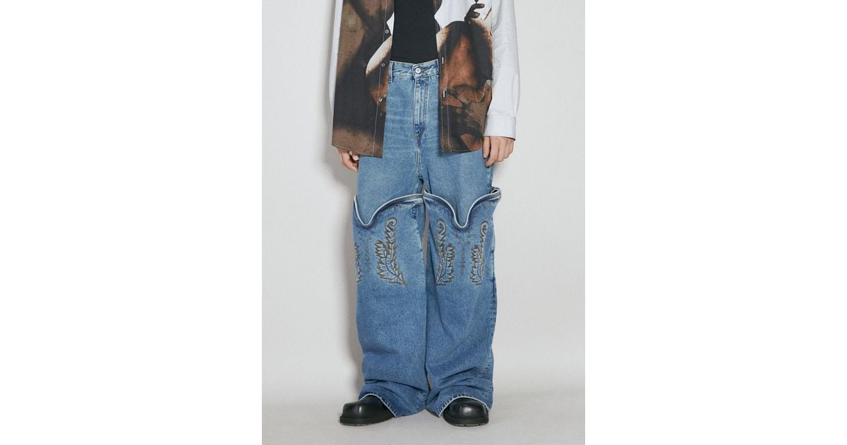 Y. Project Evergreen Maxi Cowboy Cuff Denim Jeans in Blue for Men 