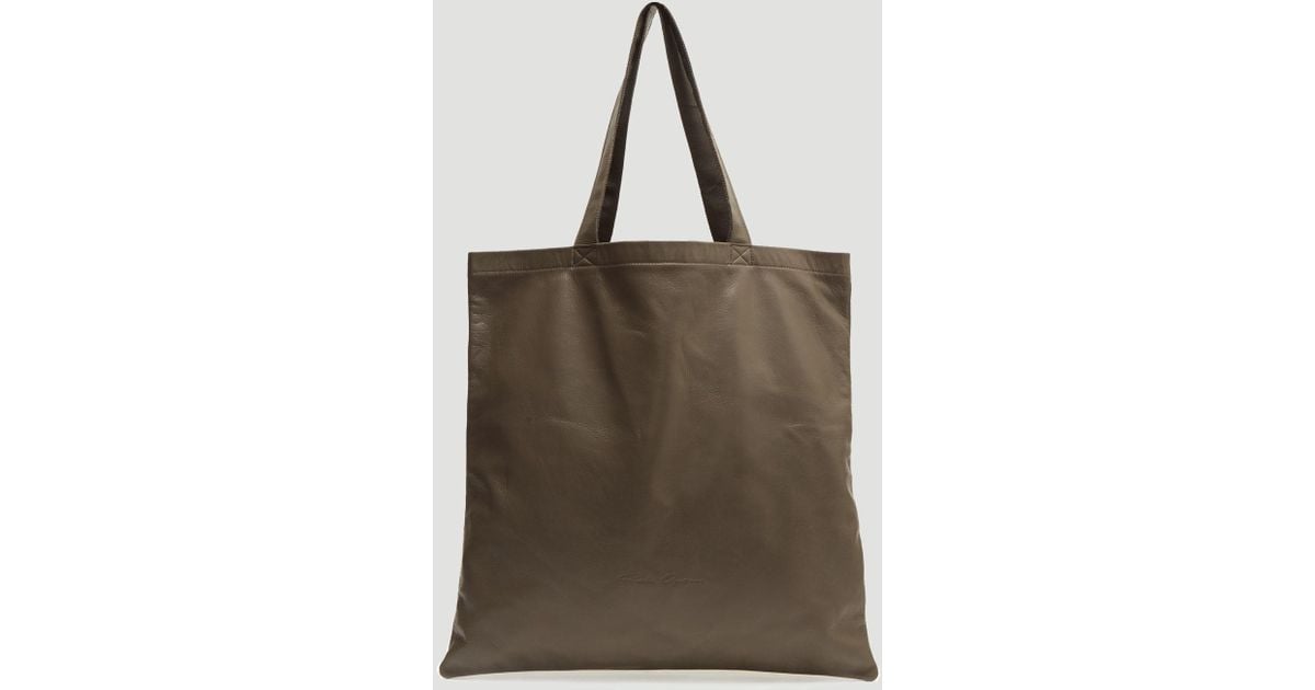 Rick Owens Large Signature Leather Tote Bag In Grey in Grey for 