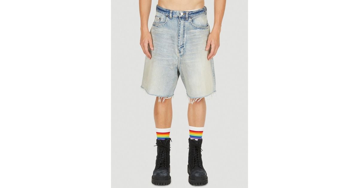 Balenciaga Cotton Skater Jean Shorts in Blue for Men Lyst