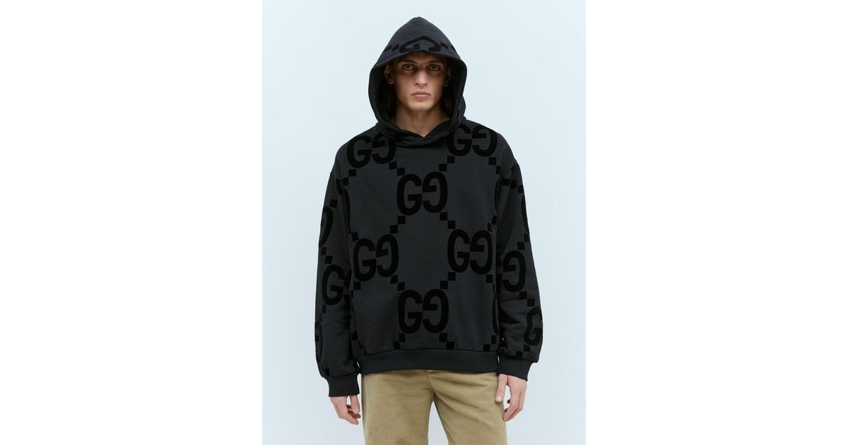 GUCCI Printed wool-blend fleece and jersey hoodie