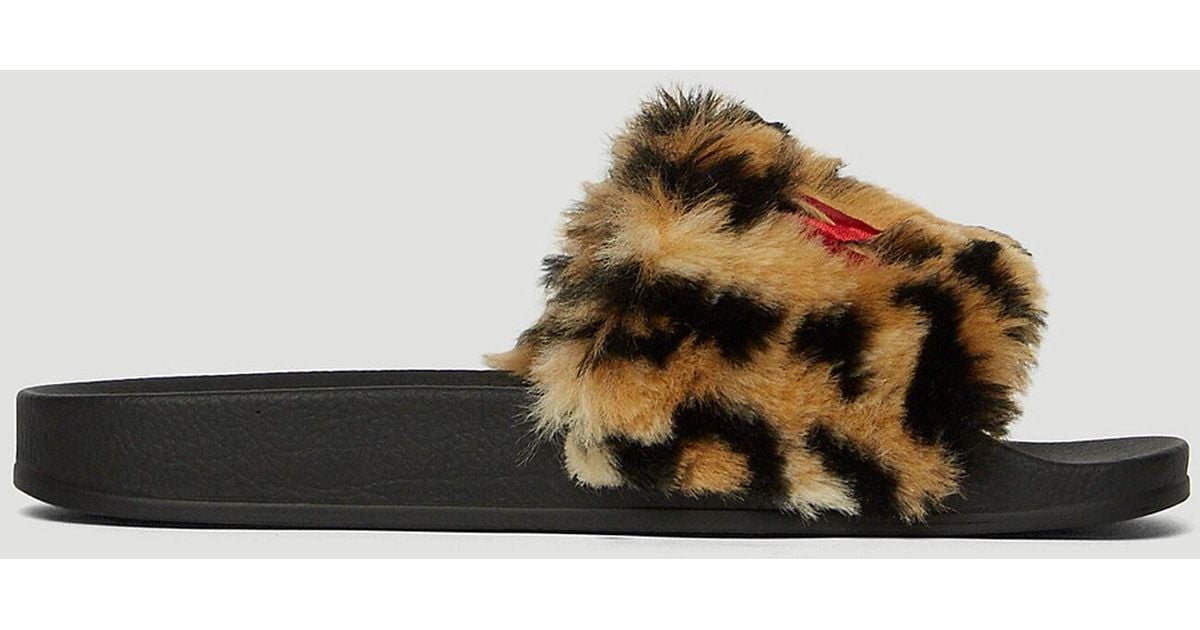 Marni Faux Fur Slides in Black Lyst