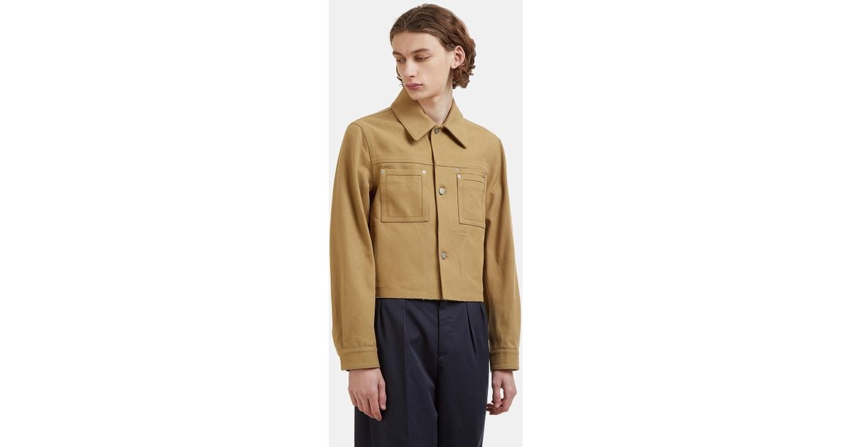 Maison Margiela Cropped Twill Work Jacket In Khaki in