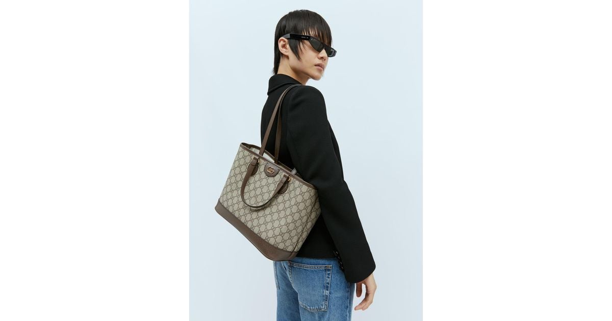 Gucci Ophidia Mini Tote Bag in Brown Lyst UK