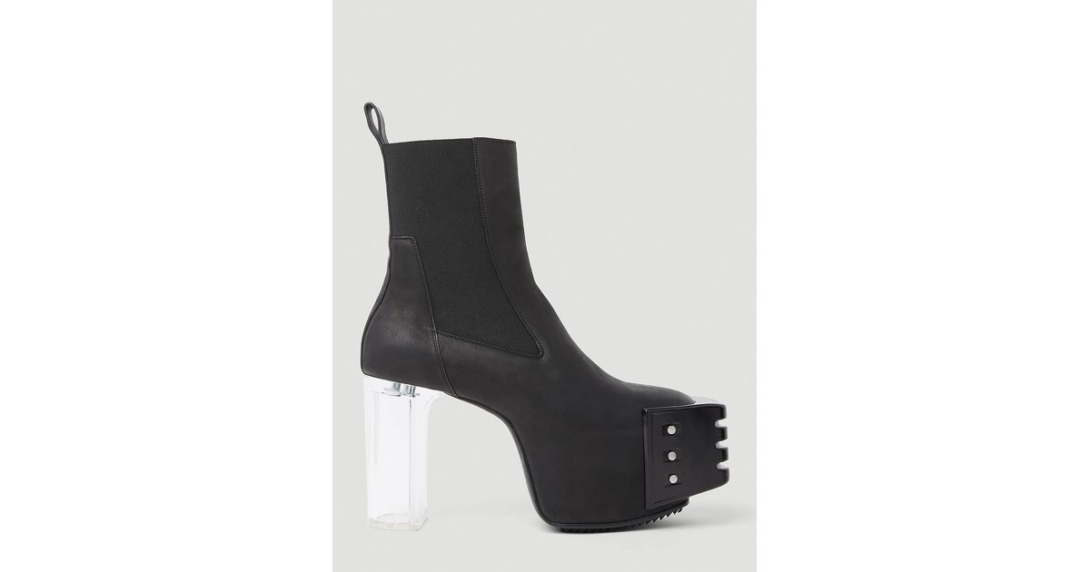 Rick Owens Clear Heel Boots in Black for Men Lyst