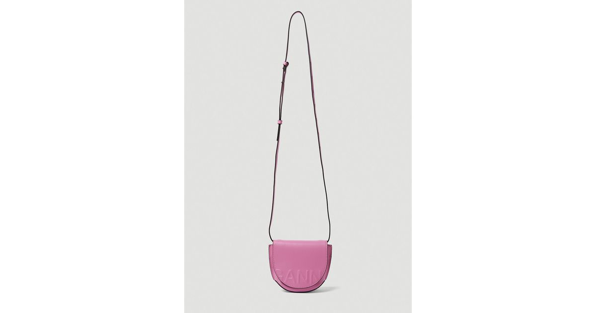 Ganni Banner Nano Saddle Shoulder Bag in Pink Lyst