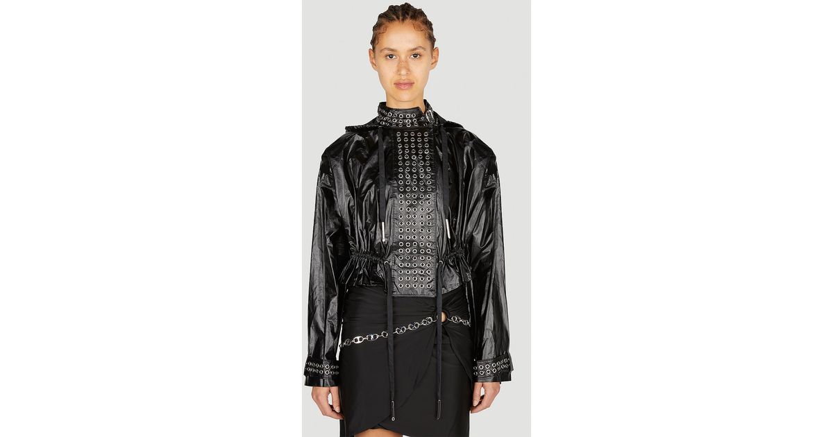 Paco Rabanne Eyelet Biker Jacket in Black Lyst