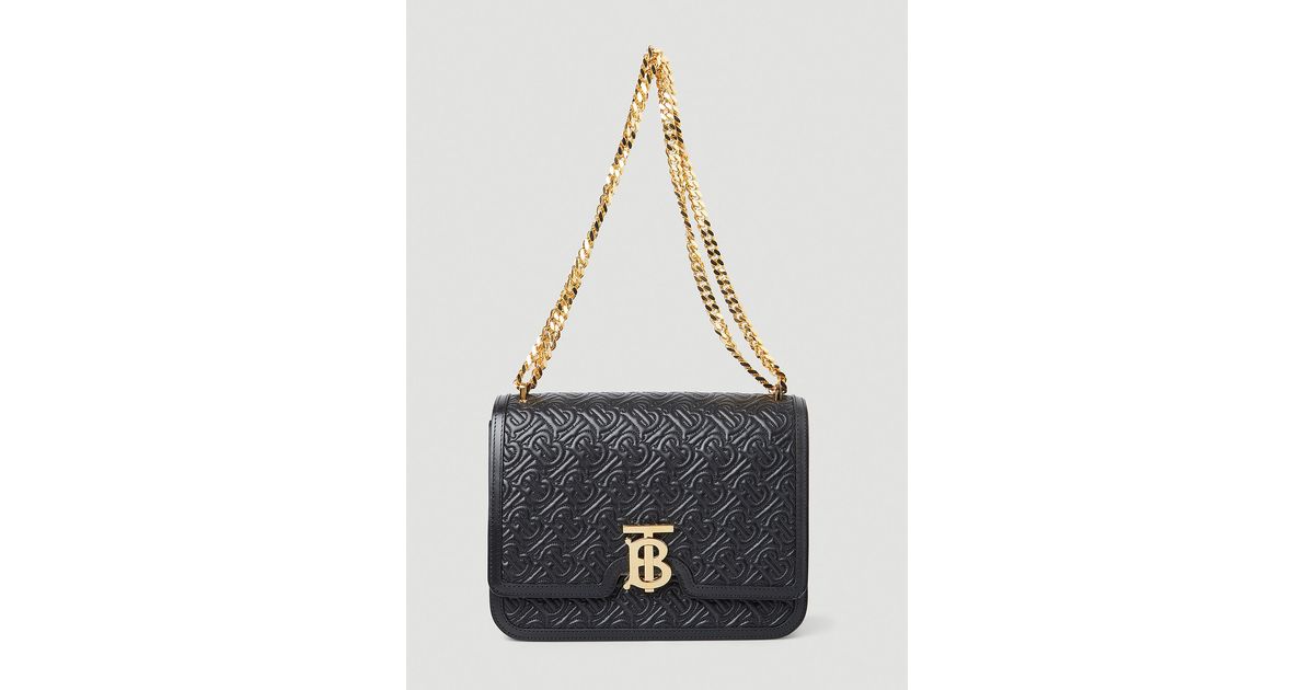 Burberry Black/Brown TB Monogram Coated Canvas and Leather Medium