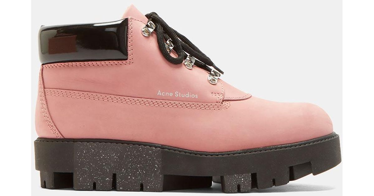 pink acne boots